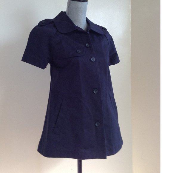 NEW Joes Jeans Short Sleeve Cotton Trench Coat Jacket Navy Blue XS - Picture 1 of 13
